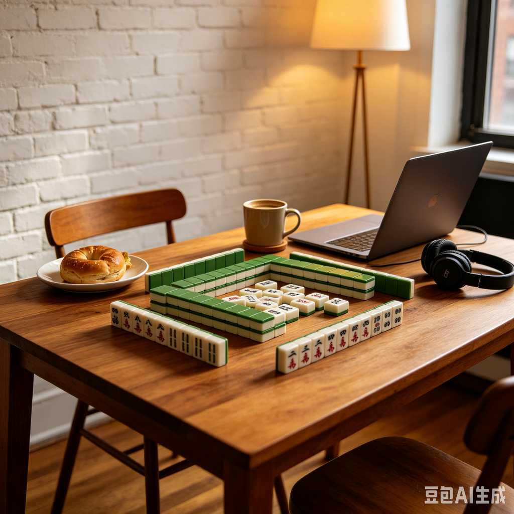 vintage text mahjong set